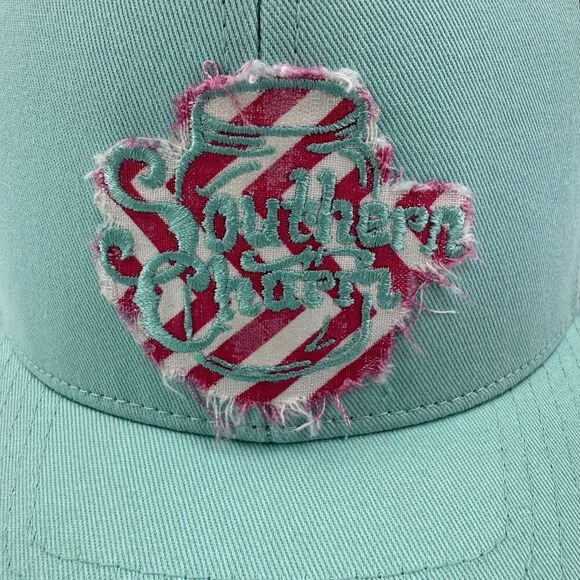 Southern Charm Hat Trucker Cap Aqua Pink Mesh Snapback Distressed Patch OSFM - Picture 2 of 8